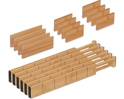 ladeverdelers - 18-delige set - verstelbaar - 43,5 - 57 cm - bamboe - lade organizer