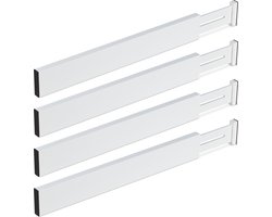 ladeverdelers - set van 4 - verstelbaar 46 - 56 cm - lade organizer - bamboe - wit