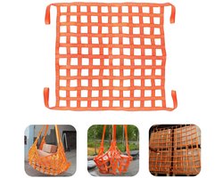 Ladinghijsnet - Containerbeschermingsnet - Kraannetten - Goederen transportbarrière - Industrieel geweven net - Vrachthijsnet - Plat hijsnet - Draagvermogen circa 300 kg - Gebruikt voor vracht, havens, industrie, bouw (100*100 cm - Oranje)