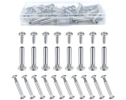 laeeyin 50 paar verbindingsschroeven, meubelschroeven, hulsschroeven, M4 x 31-40 mm, vernikkeld staal, verbindingsschroeven, meubelverbinders, kastverbinders voor meubels, kasten, houten planken