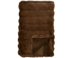 Lærke plaid 130×180cm imitatiebont bruin.