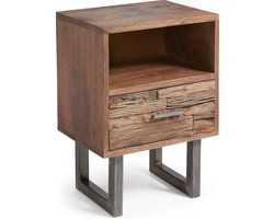 LaForma Bijzettafel Loft - 1 Lade - L40 X B30 X H55 Cm - Mangohout