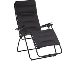 Lafuma Futura Clip XL Air Comfort - Relaxstoel - Ademend Mesh Zitkussen - Verstelbare Rugleuning - Gepoedercoat Stalen Frame - Inclusief Hoofdkussen - Zwart