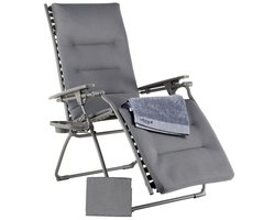 Lafuma Relaxstoel – Verstelbare Campingstoel – Zero Gravity – Gevoerde Bekleding – Inclusief Accessoires