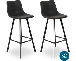 Lage Barkruk Mill Zwart - 2 Stuks