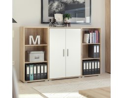 Lage boekenkast Olaph - eik/wit