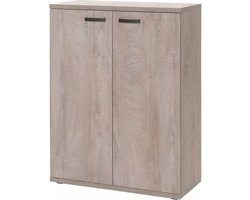 Lage dichte kantoorkast Erasmus Eiken - Breedte 90 cm - Hoogte 117 cm - Diepte 40 cm - Met planken - Met openslaande deuren