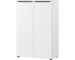 Lage dichte kantoorkast Galileo Wit - Breedte 81 cm - Hoogte 120 cm - Diepte 40 cm - Met planken - Met openslaande deuren