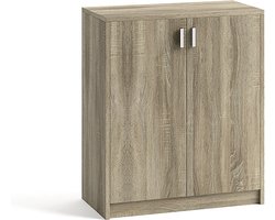 Lage dichte kast Edwin Sonoma - Breedte 72 cm - Hoogte 84 cm - Diepte 36 cm - Met planken - Met openslaande deuren