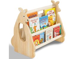Lage houten boekenkast voor kinderen in kangoeroe-vorm, ideaal als boekenorganizer en speelgoedopberger voor de kinderkamer
