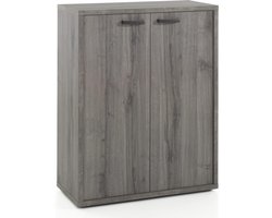 Lage kantoorkast Roland-G Grijs - Breedte 90 cm - Hoogte 112 cm - Diepte 40 cm - Met planken - Met openslaande deuren