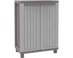 Lage kast van kunststof met 2 legplanken grijs/taupe 68 x 375 cm - Moderne opbergoplossing
