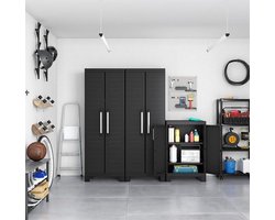 Lage kunststof kast zwart 65 x 45 x 97 cm van Keter Detroit met ruime opbergruimte