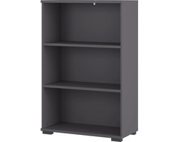 Lage open kantoorkast Discovery Grafiet - Breedte 80 cm - Hoogte 123 cm - Diepte 40 cm - Met planken - Zonder deuren