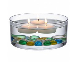Lage schaal/vaas rond - 2x - transparant - glas - 19 x 8 cm - Glazen vazen - woonaccessoires