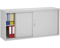 Lage schuifdeurkast 72,50x166x40 Wit met topblad Noten Hickory