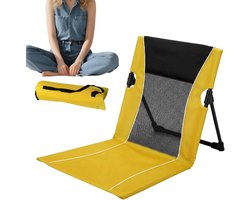 Lage Strandstoel - Opvouwbaar Zitje Kampeerstoel - Buiten Ontspannen - Ergonomische Rugsteun - 40 x 39 cm - Geel