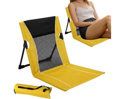 Lage Strandstoel - Opvouwbare Loungestoel - Buiten Ontspannen - Ergonomische Lendensteun - 40 x 39 cm - Geel