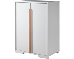 Lage Tweedeurskast Dex Wit - Breedte 86 cm - Hoogte 116.2 cm - Diepte 56 cm - Met planken - Met openslaande deuren
