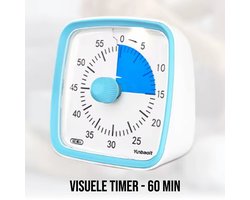 LaGloss® Visuele Afteltimer Countdown Timer Tijdklok 60 Minuten Leerklok Kind School Thuis Keuken Kantoor - Stille Timer Met Nachtlampje - Blauw