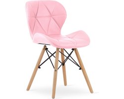 LAGO - Eetkamerstoel - 47x73x38cm - eco leer - beuken, roze