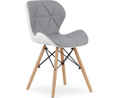 LAGO - Eetkamerstoel - 47x73x38cm - eco leer - beuken, wit, grijs
