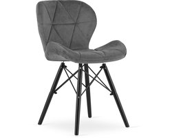 LAGO Velvet Chair - Grijs / Zwarte Poten x 1