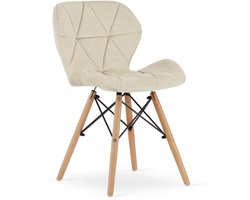 LAGO Velvet Design Stoel – Beige Fluweel – Scandinavisch Design – Beukenhouten Poten – Max. 120 kg – Luxe & Tijdloos