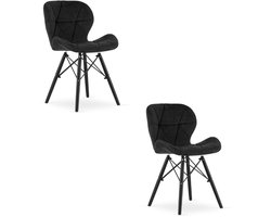 LAGO Velvet Design Stoelen – Set van 2 – All Black Edition – Zwart Fluweel & Zwarte Poten – Modern & Ergonomisch