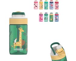 Lagoon waterfles 400ml - Safari Jungle - met geïntegreerd rietje - 100% lekvrij - drinkfles voor kinderen
