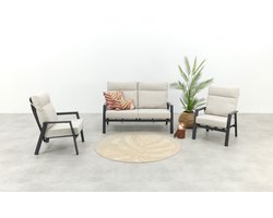 Lagos stoel-bank loungeset 3-delig verstelbaar - Antraciet