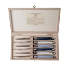 Laguiole 6 Steakmessen 2,5 mm Nordic Mix in Kist