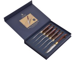 Laguiole Steakmessen (6-delig) - Gouden Details - Steakmessen Set - Steakmes - Steakmessen
