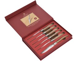Laguiole Steakmessen - Eikenhout - Klassieke 6-delige Set - Steakmes - Steakmessen