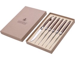 Laguiole Steakmessen - Klassieke Set (6-delig) - Walnoot Hout - Steakmessen - Steakmes - Laguiole