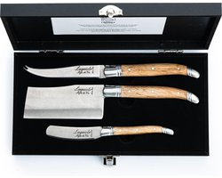 Laguiole Style de Vie - Luxury Line kaasmessenset eikenhout Stonewash in luxe kist (set van 3) - Kaasmessensets