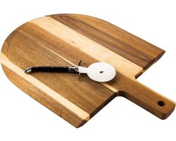 Laguiole Style de Vie Pizzasnijder Premium Line - met Serveerplank - Acaciahout