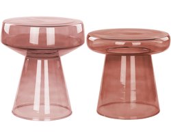 LAGUNA/CALDERA - Bijzettafel set van 2 - Rood - Glas