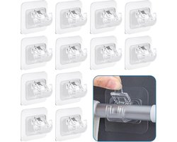 LAINIKE Set van 12 zelfklevende gordijnstanghouders, geen boren, gordijnroede lijmen, gordijnroedehouders, gordijnroedes, voor keuken, badkamer, slaapkamer, woonkamer, hotel