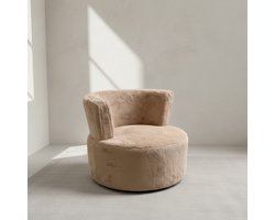 laizy chair - super soft Fluffy stof - 80cm dia - taupe