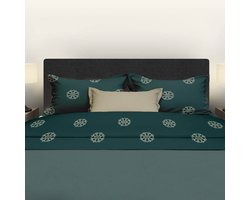 Lakenset FLANEL Flocons Forestgreen 240 x 300 incl kussenslopen
