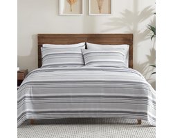 Lakenset Strepen - Beddengoed Set - Slaapcomfort Verhogend - 100% Microvezel - Tweepersoons - Steenkleur