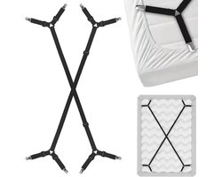 Lakenspanners - Bedbretels - Dekbedclips - Dekbed Klemmen - Overtrekspanners - Lakenbretels - Lakenklemmen - Stevige klemmen - Verstelbaar - 2 stuks - Zwart