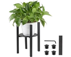 lalago Adjustable Plant Stand, Flower Stand, 31 cm High, Plant Stand, Metal Flower Pot Stand, Flower Stool, Plant Stool with Tray from 24 to 36 cm Diameter for Flower Pot