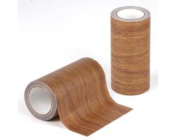 lalago Wood Grain Furniture Repair Tape 15cm x 4.57m Wood Effect Repair Tape for Floor Wall Table Realistic Wood Grain (Brown)