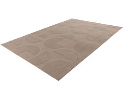 Lalee 3D Vloerkleed - Tapijt - Modern - Taupe - Superzacht - Uniek Pacman Design - Makkelijk Onderhoud