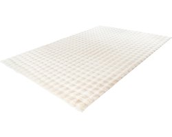 Lalee Harmony - 3d Vloerkleed - Tapijt – Karpet - Hoogpolig - Superzacht - Fluffy - Shiny- 3d blokjes- rabbit- 200x290 cm ivoor gebroken wit