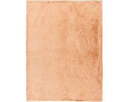 Lalee Harmony Fleece deken plaid zacht blokjes 3d furr bont plaid 150x200cm perzik beige