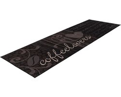 Lalee Luna keuken loper met antislip rug keuken tapijt wasmachine wasbaar 60x180 cm grijs zwart COFFEE