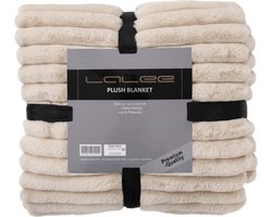 Lalee Plush Fleece deken plaid zacht gestreept 3d furr bont plaid 150x200cm beige